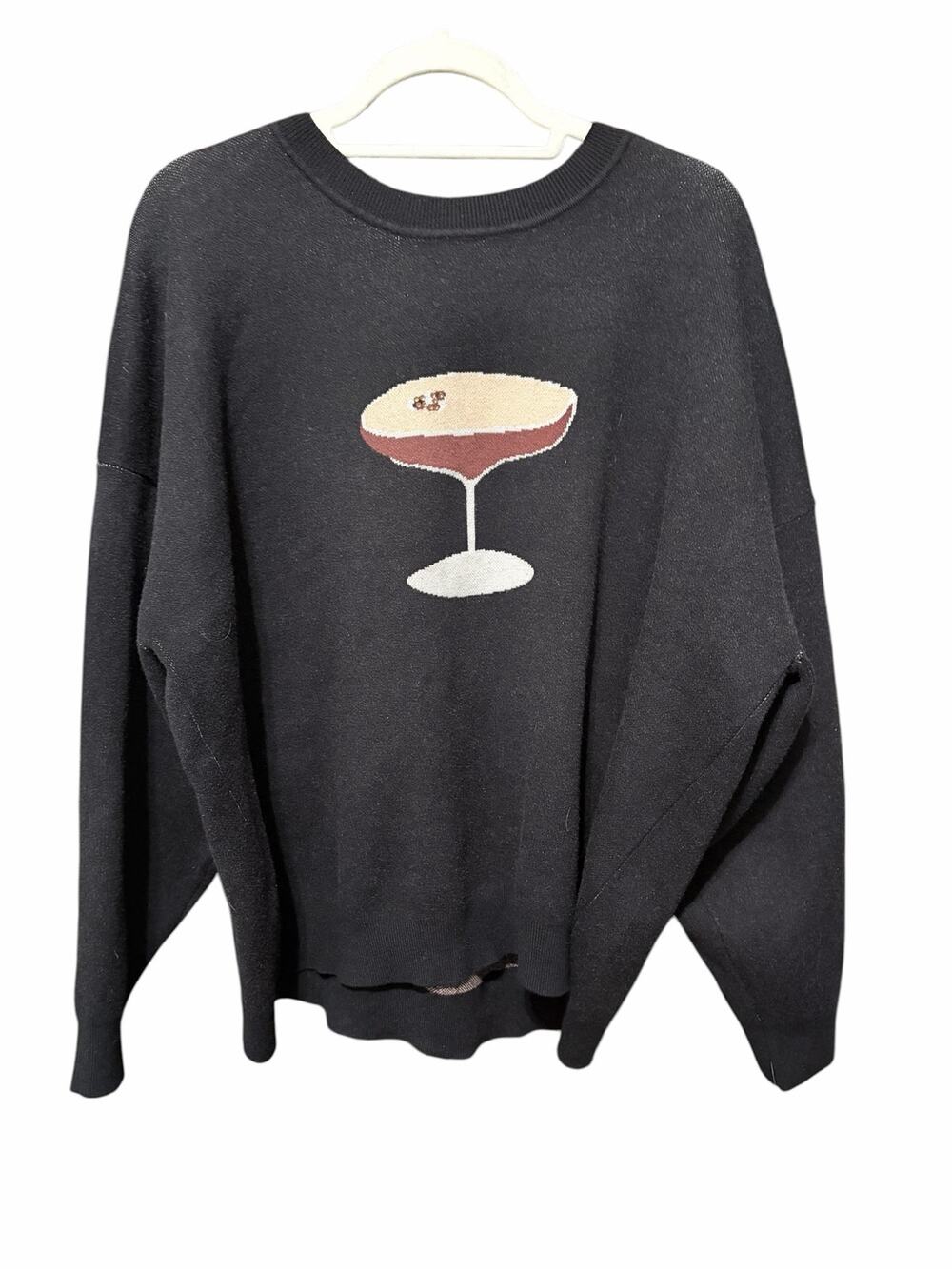 Grace + Karma Cocktail Sweater 2X Black Martini Oversized Pullover Plus Size